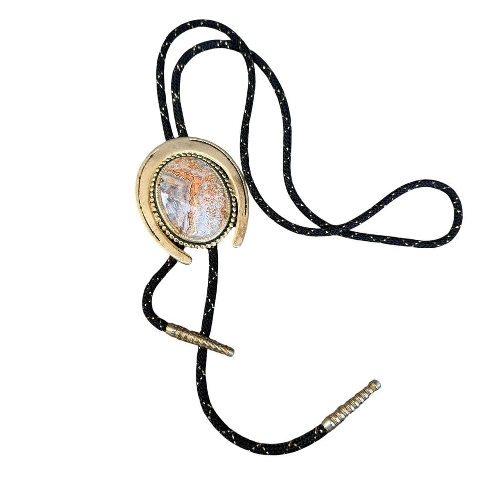 Vintage Bolo Tie - Western Retro Horse Shoe Cowboy Style Gold Tone Horseshoe